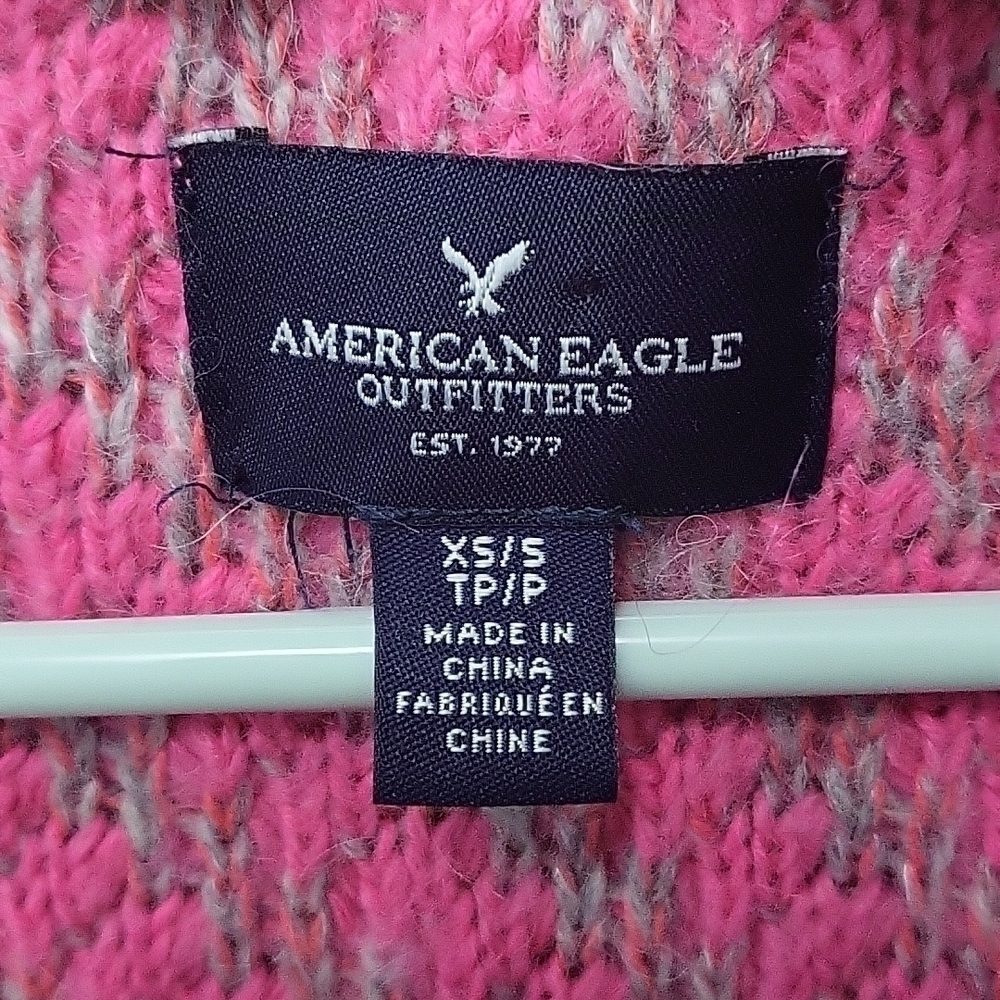 American Eagle Nylon/Cotton/Wool/Alpaca/Mohair Blend Colorblocked Thick Cardgian - Picture 2 of 7